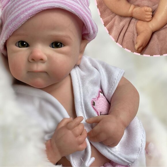 🆕12 inch Realistic Newborn Full Boby Silicone Bettie-Open Mouth Baby Doll Girl - Picture 8 of 11
